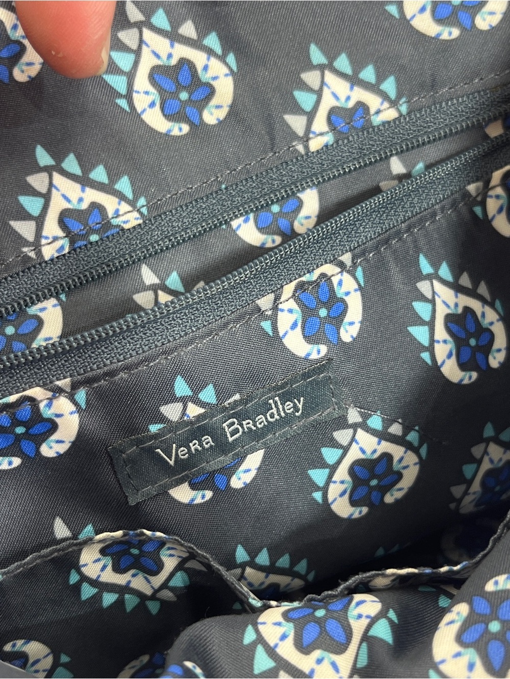 Vera Bradley Quilted Floral Shoulder Tote in Navy - Picture 10 of 16